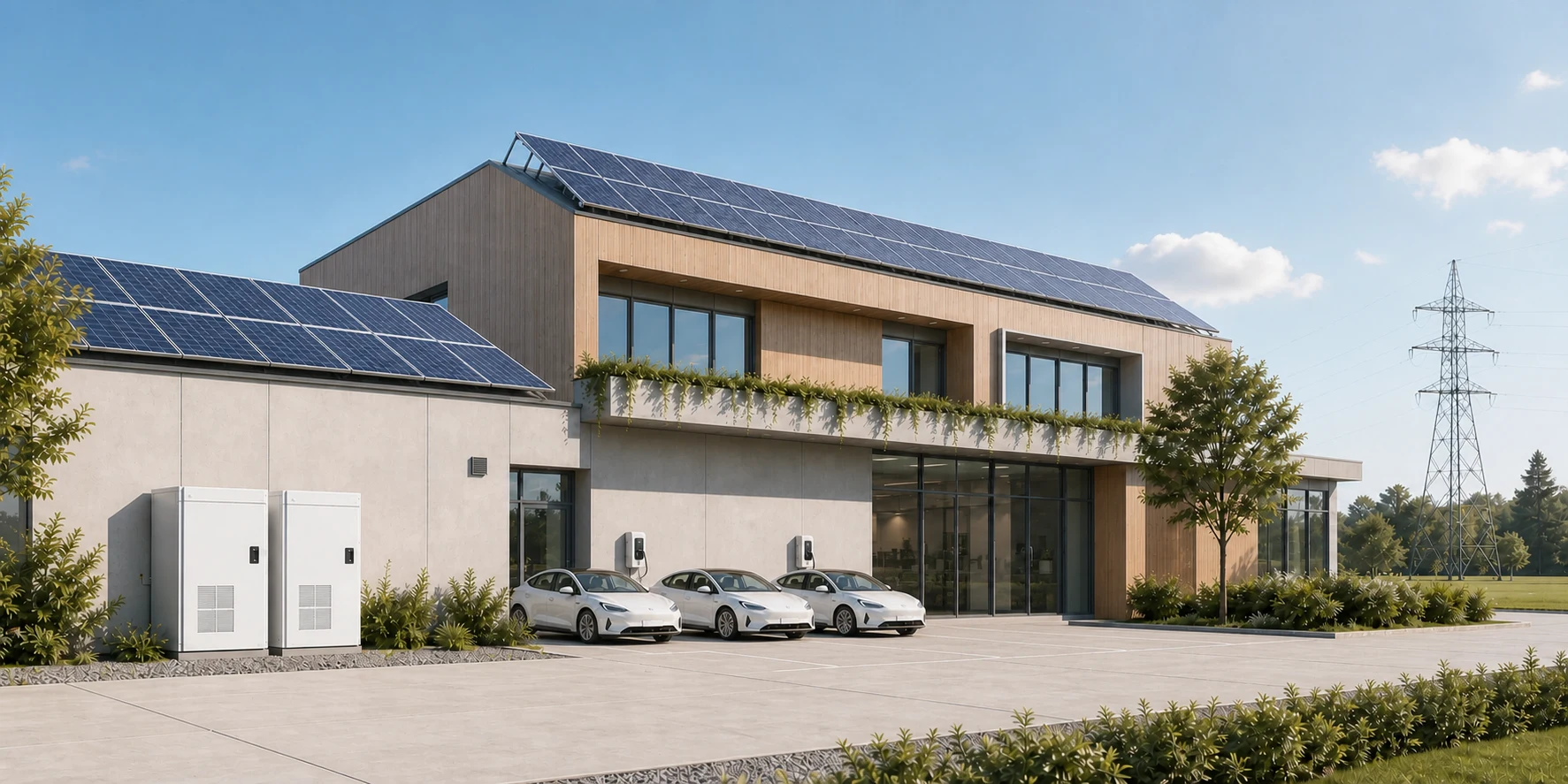 Firemná fotovoltika, batériové úložisko, wallboxy a elektromobily v jednom energetickom celku